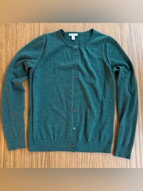 Gap 100% Merino Wool Dark Green Button Cardigan Small
